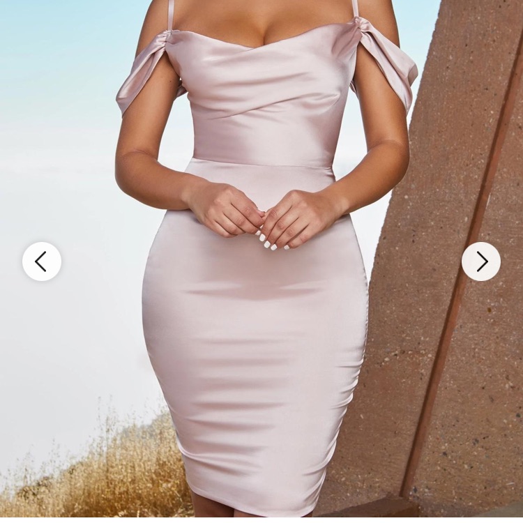 Oh Polly Rose Blush Off The Shoulder Dress Nwt